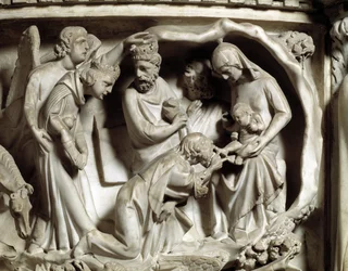Détail des reliefs de la chaire réalisée par Giovanni Pisano : l