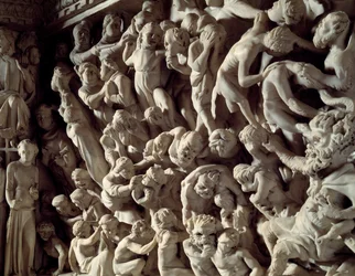 Détail des reliefs de la chaire réalisée par Giovanni Pisano (1248-1314) : les damnés (détail) 1302-1311 Cathédrale de Pise (Duomo di Pisa), Italie
