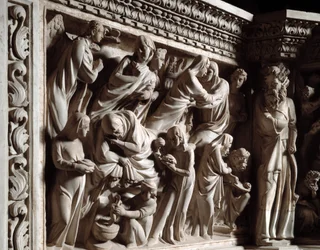 Détail des reliefs de la chaire réalisée par Giovanni Pisano : l