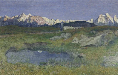 Paysage alpin au coucher du soleil