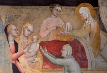 La vie de la Vierge : la naissance de Marie (détail)
