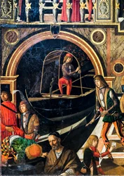 La guérison miraculeuse de la fille de Benvegnudo da San Polo grâce à une relique de la croix, vers 1502 (huile sur toile)