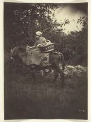 Paysanne montant un âne