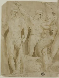 Relief de sarcophage antique avec les travaux d