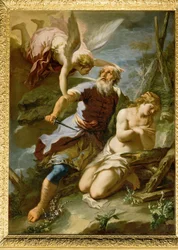Abraham se prépare à sacrifier Isaac (peinture sur toile)
