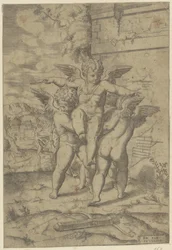 Amour et trois putti
