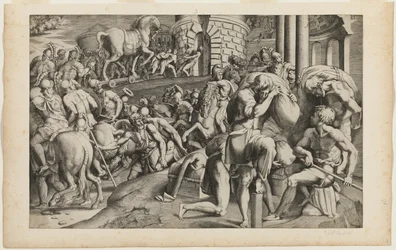 Le Cheval de Troie traîné dans la ville de Troie