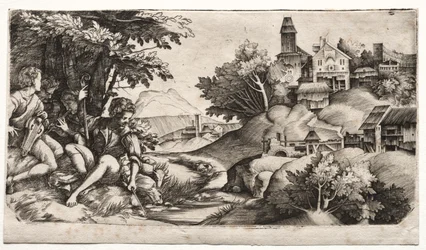 Bergers dans un paysage