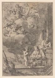 La Sainte Famille avec la Vierge tenant le Christ au-dessus du berceau, 1640-60