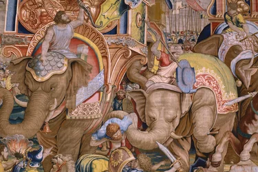 Série Les Actes de Scipion : La bataille de Zama. Modèle Giulio Romano. Atelier de Balthasar van Vlierden (?), Bruxelles. 1523-1532. (détail)