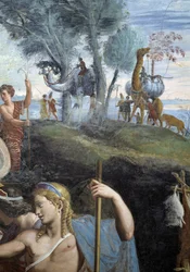 Banquet noble (mur sud), détail : chameaux et girafe