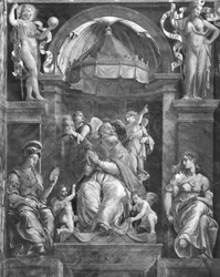Le Pape Damase Ier (c.304-384) entre Prudence et Paix, Chambres de Raphaël