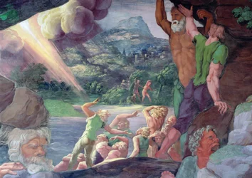Sala dei Giganti, détail de la destruction des géants par les éclairs de Jupiter, 1536 (détail)