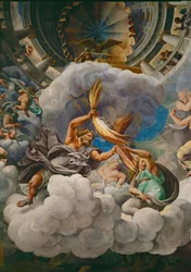 Zeus lançant la foudre sur les géants attaquants (fresque)
