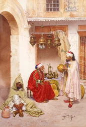 Dans le souk (aquarelle et crayon sur papier)