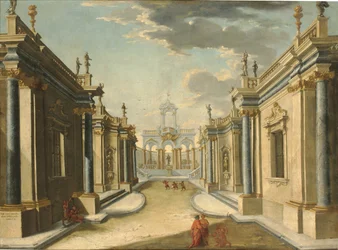 Fantaisie architecturale avec les filles de Minyas des "Métamorphoses" d