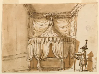 Alcôve de lit avec une figure