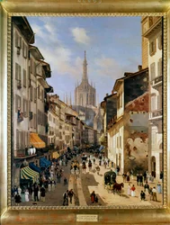 Milan, peinture représentant La Corsia dei Servi