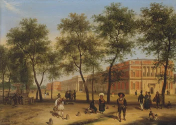 Vue présumée du Paseo del Prado avec le Musée du Prado, Madrid, 1827