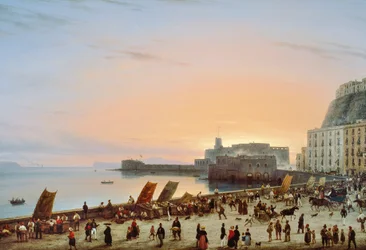 Coucher de soleil sur le front de mer napolitain