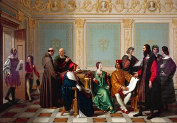 Léonard de Vinci recevant la commande de la Cène à la cour de Ludovico il Moro à Milan