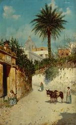 Scène de rue à Naples (huile sur toile)