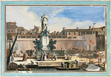 Vue de Livourne : monument des Quattro Mori (Les Quatre Maures), illustration