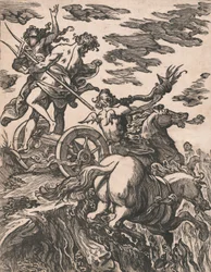Le viol de Perséphone avec Pluton à cheval à droite, 1590-1607