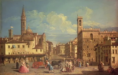 La Badia Fiorentina et le Palazzo Del Podesta à Piazza di San Firenze, vers 1754