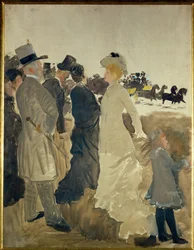 Esquisse pour les courses de chevaux (huile sur toile)