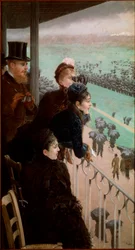 Les courses au bois de Boulogne. Des spectateurs regardant des courses de chevaux. Giuseppe De Nittis (1846-1884), 1881, Rome, Galleria Nazionale d
