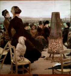 Les courses au bois de Boulogne. Des spectateurs regardent des courses de chevaux. 1881. Rome, Galleria Nazionale d