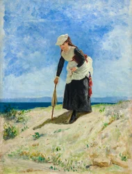 Femme sur la plage, vers 1875
