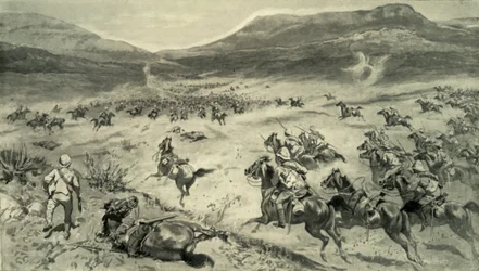 La dernière résistance des Boers avant Kimberley-Charge de la cavalerie britannique, 1900