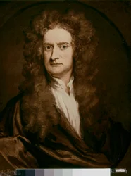 NEWTON Sir Isaac, physicien et mathématicien anglais : Portrait (huile sur toile)
