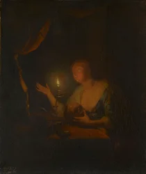 La Madeleine pénitente à la lumière des bougies