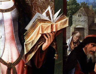 Sainte Catherine et les philosophes, détail du livre de prières (détail)