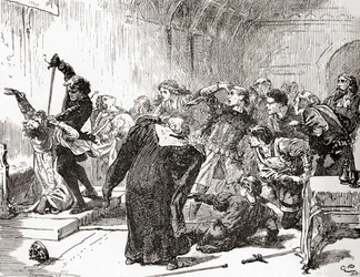 Scène de la pièce de William Shakespeare, Hamlet, Acte V, Scène 2, de Les Œuvres de William Shakespeare, publié en 1896