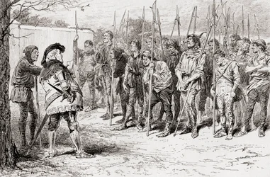 Scène de la pièce de William Shakespeare, Henri IV, Partie 1, Acte IV, Scène 2, de Les Œuvres de William Shakespeare, publié en 1896