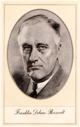 Franklin Delano Roosevelt, 32ème président des États-Unis, milieu du 20ème siècle
