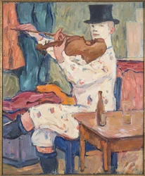 Un clown jouant du violon