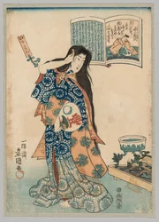Femme avec un éventail dans la main gauche se peignant les cheveux, 1786-1864