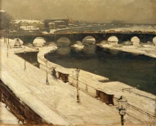 Elbe et pont Augustus en hiver