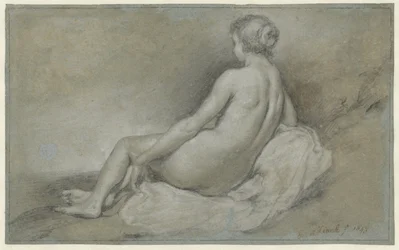 Femme nue assise, vue de dos