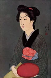 Une serveuse japonaise avec un plateau, 1920 1930