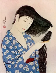 Une femme japonaise se peignant les cheveux, 1920 1930