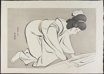 Femme pliant un kimono, octobre 1920