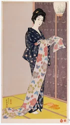 Jeune femme en kimono d