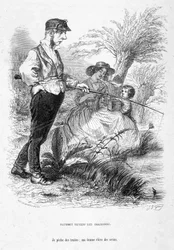 Jérôme Paturot renonçant à ses idées de grandeur, pêchant pendant que sa femme s