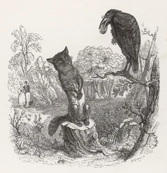 La fable de La Fontaine : Le Corbeau et le Renard, vers 1860